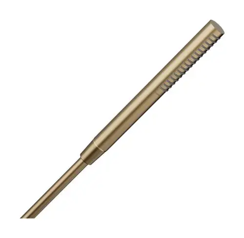 Stabhandbrause in gebürstetem Bronze-Finish von Hansgrohe, mit rillierter Oberfläche und einem einzelnen Strahl. Geformt für den Einsatz in Duschbereichen.
